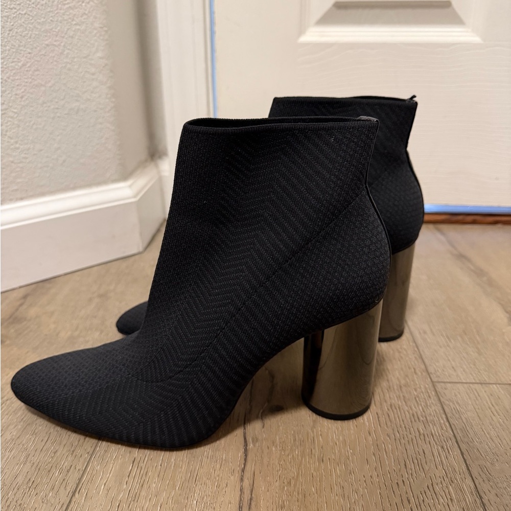 Zara Black Heeled Boots with Silver Accents